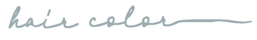 Handwritten-style text reading “hair color” in light blue on a transparent background.
